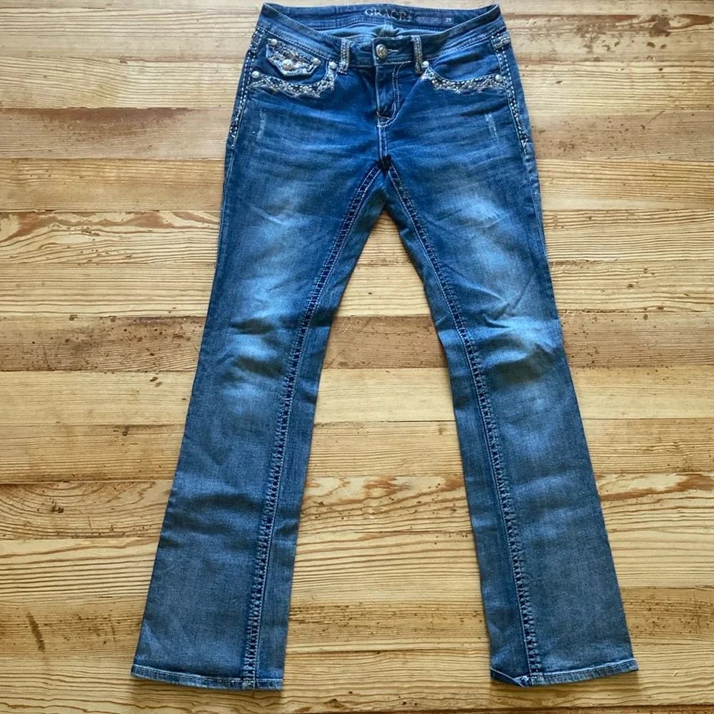 Grace in LA Embellished Boot Cut Jeans - Picture 5 of 9